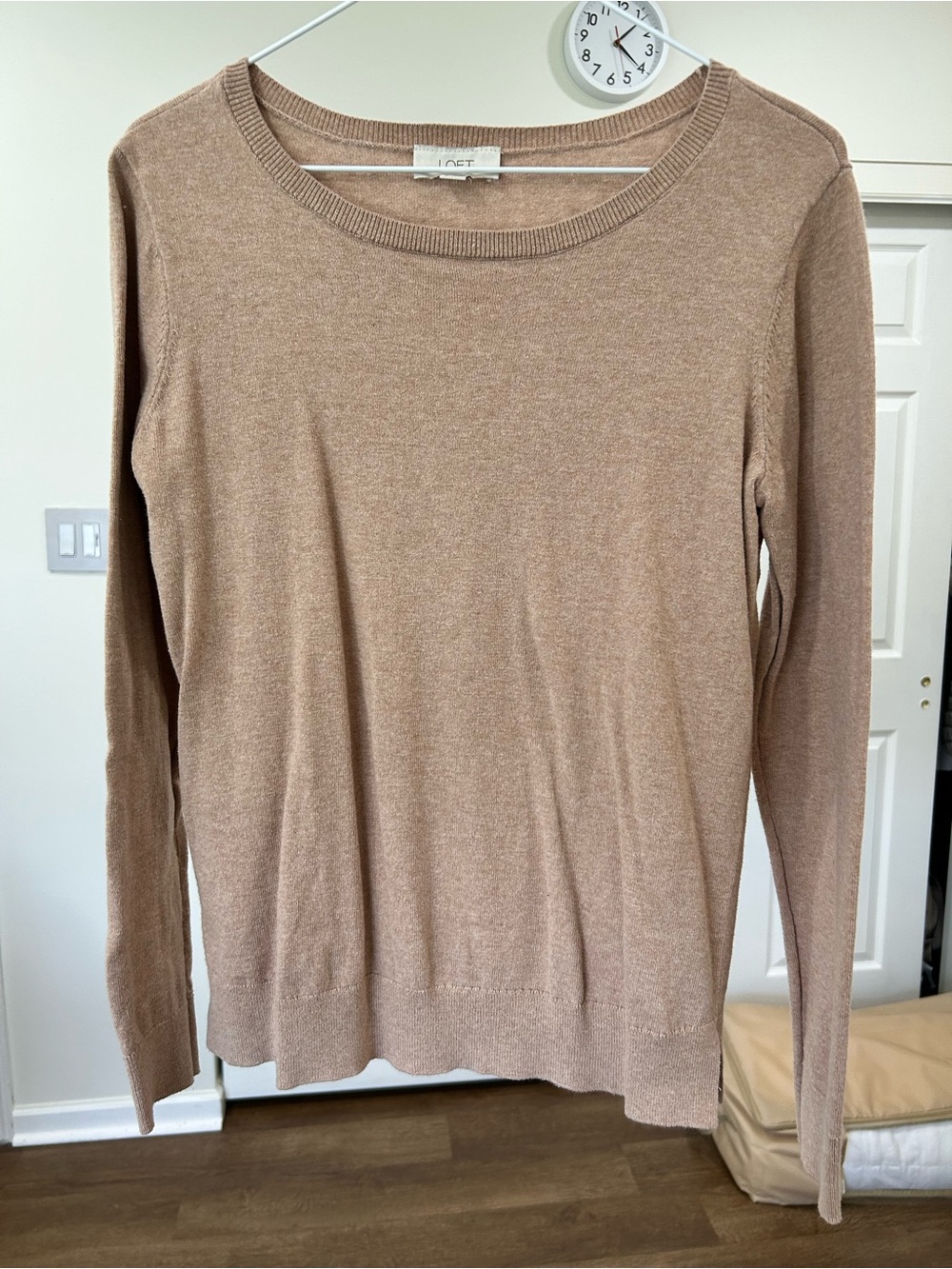 LOFT Women's Scoop Neck Sweater in Light Taupe